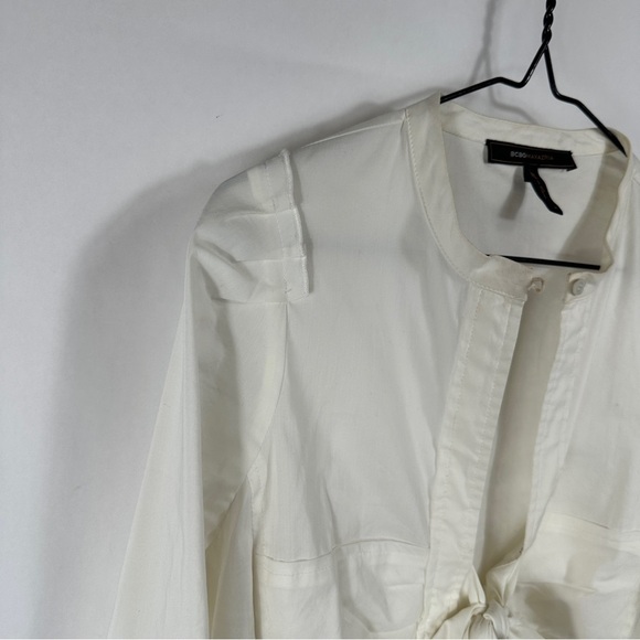 BCBG MaxAzria Cream Tie-Front Blouse - Picture 3 of 12